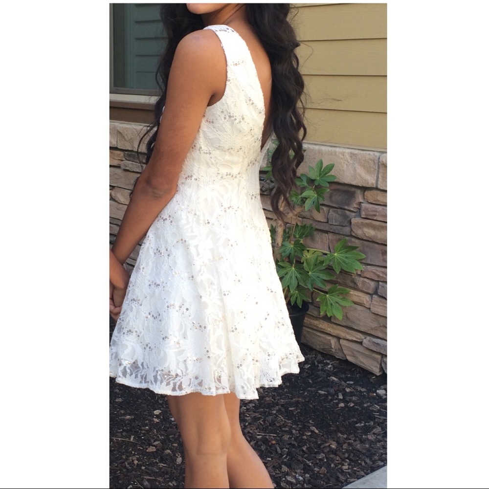 White with gold sequin mini dress - Picture 2 of 6